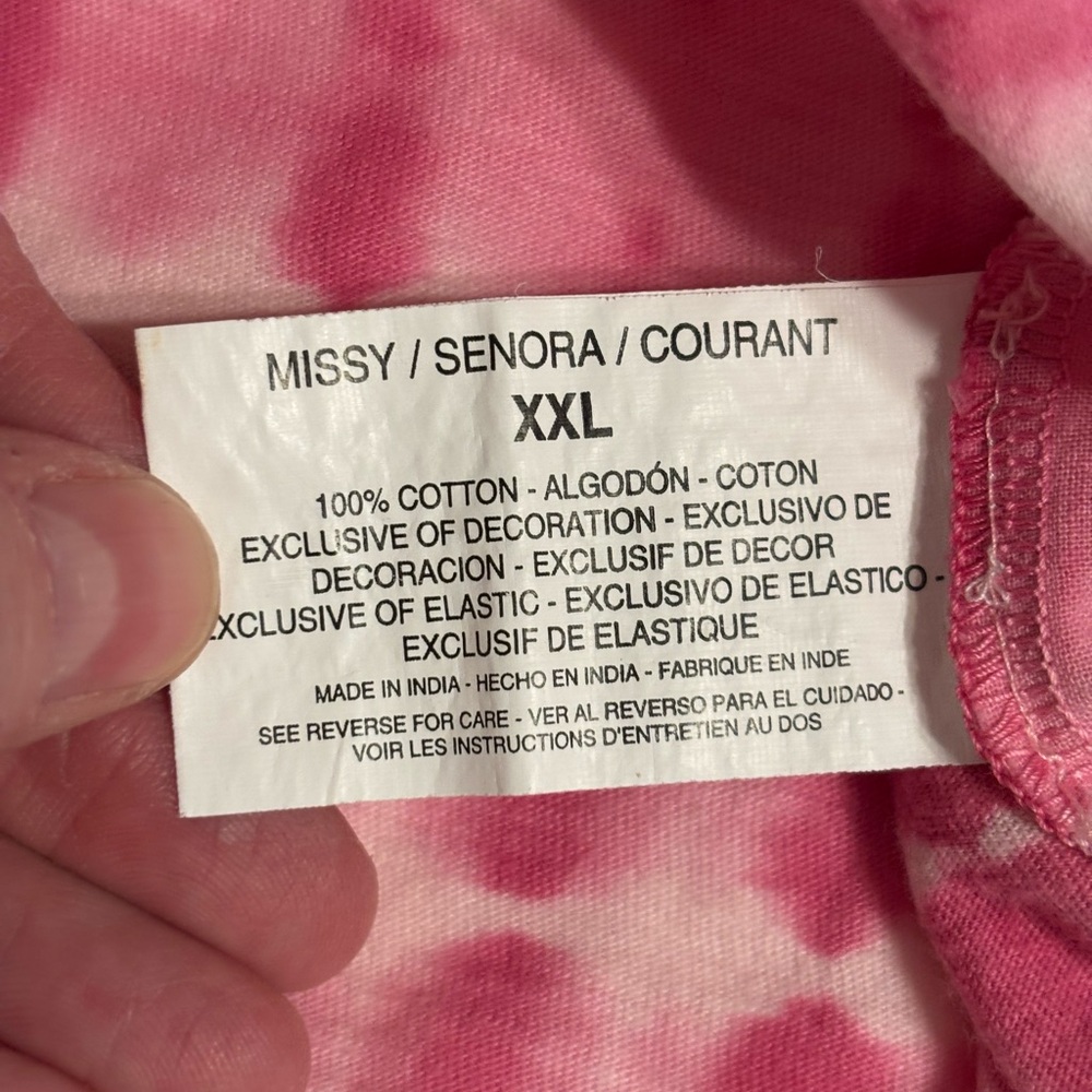 Bandolino Jeans Pink Tie Dye Cotton Peasant Top XXL Boho Short Sleeve - Picture 4 of 9